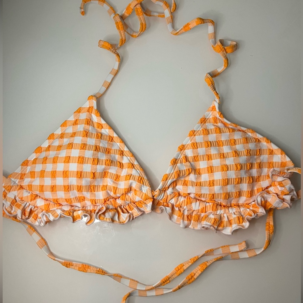 Orange/Plaid Target Bikini Top
